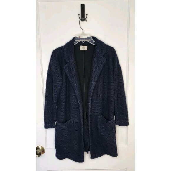 MARINE LAYER Birdseye-Knit Open-Front Cardigan Sweater Pockets Blue Size XS - Picture 1 of 4